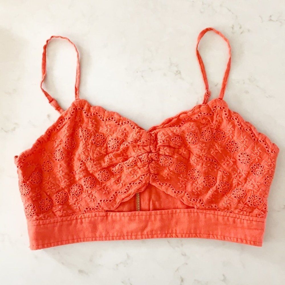 Top shop crochet cut out coral bralette